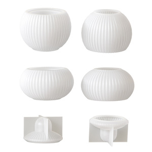 Moule en silicone pour pot <span class=keywords><strong>de</strong></span> rangement à rayures verticales, moule <span class=keywords><strong>de</strong></span> moulage en résine époxy pour bougie en gypse DIY à dessus rond, ornement en résine époxy - Product Image 6