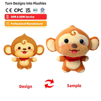 Jouets en peluche animaux : Mouton, Agneau, Pingouin, Chiot, Chien, Singe, Chaton, Chat, Cerf Bébé – Personnalisés, rembourrés en coton PP