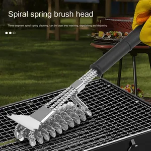 Brosse <span class=keywords><strong>de</strong></span> <span class=keywords><strong>nettoyage</strong></span> transfrontalière en acier inoxydable Outil <span class=keywords><strong>de</strong></span> cuisine pour l'élimination des taches sur le fond du pot <span class=keywords><strong>Filet</strong></span> <span class=keywords><strong>de</strong></span> barbecue en métal durable - Product Image 1