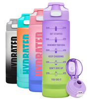 Bouteille d'eau sport en plastique mignonne de 32 oz pour filles et étudiants, sans BPA, qualité alimentaire, anti-fuite, avec large poignée de transport