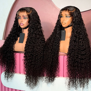 Cheveux indiens bruts 13X4 Transparent Lace Front perruques de cheveux humains cuticule aligné Deep Wave Full HD dentelle frontale perruques pour les femmes noires - Product Image 1