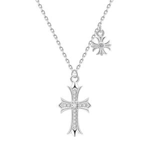 Collier Croix en Métal Moléculaire S999 Tungstène avec Incrustation de Pierre Naturelle, Pendentif de Luxe Léger, Design de Niche, Style Froid, pour Clavicule - Product Image 1