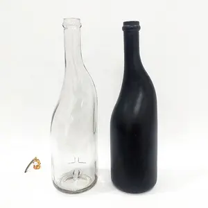 New Design Irregular Shape 750ml Glass Wine Bottles Black Unique Empty Glass Liquor/Spirits Champagne Bottles