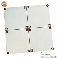 Ubin Lantai Dapur Artistik Encaustic Maroko Hitam Putih Klasik 200x200, Ubin Pola Porselen Berlapis Glaze