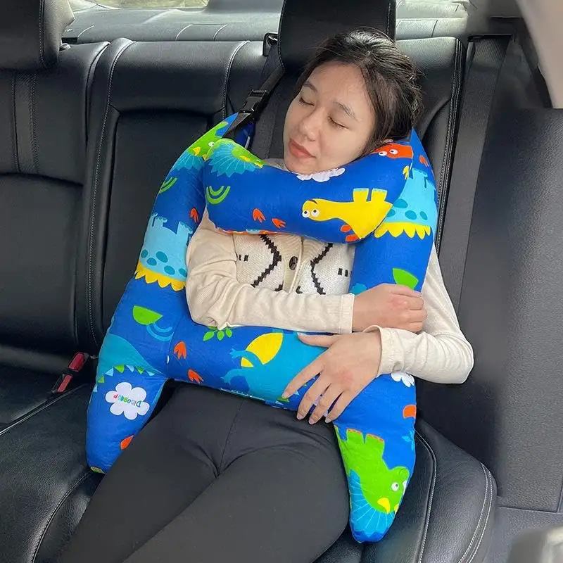 Coche nternal dormir ajustar reposacabezas almohada en forma de H cuello niños almohada proteger reposacabezas para cinturón de coche/almohada de coche en forma de H