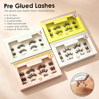Cils pré-collés à bande extensible, prêts pour les vacances, 100% faits à la main, imperméables, tenue 3-10 jours, CE CPSR ISO Europe, emballage en gros