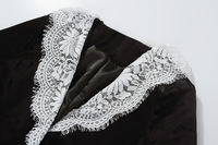 Ensemble de velours d'hiver de qualité supérieure avec col en dentelle et petit manteau parfumé coréen