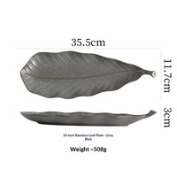 Assiette à dîner en céramique colorée NEWELL, en forme de feuille, pour sushi, décorée sous glaçure avec motif végétal, pour restaurant, hôtel, maison
