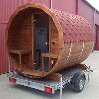 Ruang Sauna Tong Kayu Solid Cedar/Hemlock Merah Elektrik Tradisional untuk Luar Ruangan dengan Jendela Kaca Panoramic untuk Penggunaan di Villa