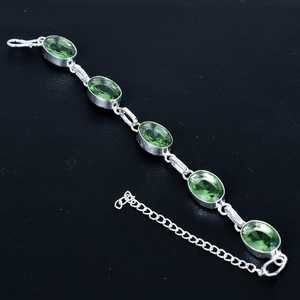 Handmade 925 Silver Adjustable <b>Charm</b> <b>Bracelet</b> with Green Amethyst Gemstone <b>Birthstone</b> Jewelry for Gifts or Parties - Product Image 5