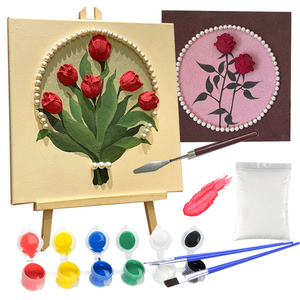 DIY tuval gül kız akrilik boyama fırça tuval çerçevesi ile sanat kiti - Product Image 1