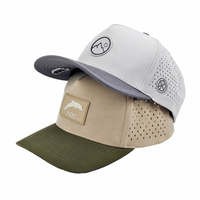 Casquette de baseball personnalisée pour homme, 5 panneaux, logo en patch de caoutchouc, perforations laser, découpe laser, imperméable, sport