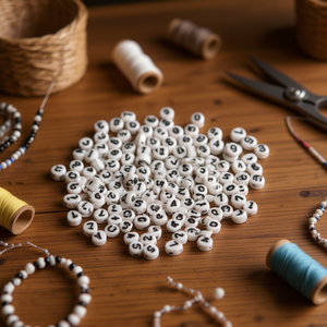 Perline Ilan per artigianato 4x7mm bianche con numeri neri 17g - Product Image 3