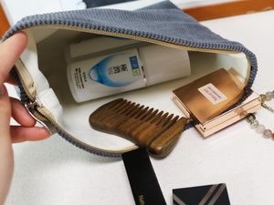 Bolsa de Maquillaje Personalizada de <span class=keywords><strong>Pana</strong></span> con Bolsillo, Linda Bolsa de Viaje para Cosméticos, <span class=keywords><strong>Tela</strong></span> Suave, Forro de Lona Gris Clásico Vintage - Product Image 2