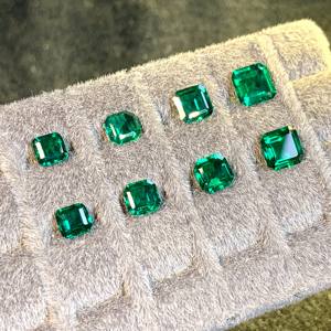 Vente en gros de haute qualité de laboratoire hydrothermal Zambie Asscher Cut Emerald <span class=keywords><strong>Gemstone</strong></span> Lab Grown Vivid Green Emerald - Product Image 4