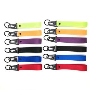 Llaveros de tela personalizados al por mayor, llaveros de poliéster con logo bordado, llaveros cortos de nailon para coche y motocicleta - Product Image 5