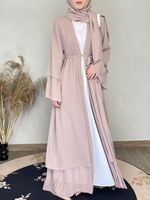 Abaya ouverte traditionnelle de Dubaï à manches longues manteau modeste pour femme léger et respirant pour un usage quotidien
