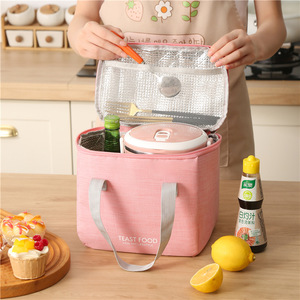 Sac à déjeuner isotherme Teast Food rose, glacière de pique-nique portable avec compartiment zippé pour repas et boissons - Product Image 1