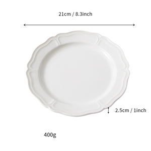 Plato redondo de cerámica blanca Fengxi de 8.5 pulgadas con diseño de lazo rojo para servir postres, café, té, uso doméstico. - Product Image 4