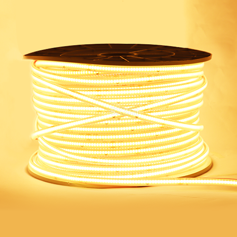 SXZM Ultra Bright 110V 220V Cob LED Strip with Plug Connector IP67 Waterproof Warm/Natural/White Outdoor Decor Strip Light