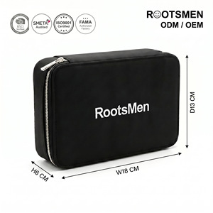 Rootsmen Custom Black Quilted Polyester Water Resistant Soft Lightweight Puffy Travel <b>Makeup</b> Bag Zipper Storage Women Large - Product Image 1
