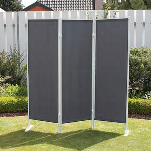 Pantalla plegable decorativa de poliéster con marco de acero, divisor para sala de estar - Product Image 2