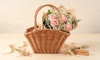 Panier de courses en osier fait main avec doubles poignées, panier fourre-tout en rotin naturel pour pique-nique, cadeau, rangement de fleurs