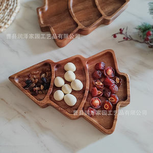 Solid Wood <b>Christmas</b> <b>Tree</b> Shaped Tray Divided Dish For Dessert Snack Fruit Household Tabletop Use - Product Image 3