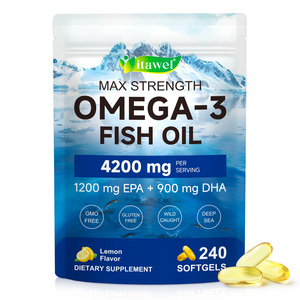 Cápsulas de Aceite de Pescado Omega-3 de 4200mg, Sin Gluten, Marca Privada Itawel, Suplemento para el Apoyo Inmunológico, Cardíaco y Cerebral - Product Image 1