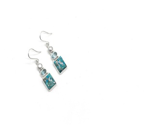 Pendientes de Turquesa Azul Cobre Natural, Topacio Azul y Perla, Plata de Ley 925, Joyería Hecha a Mano, Moda Femenina, Suministro al por Mayor - Product Image 1