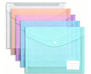 Pochette de rangement pour documents en plastique transparent A4, écologique, imperméable, avec fermeture à pression - Product Image 1