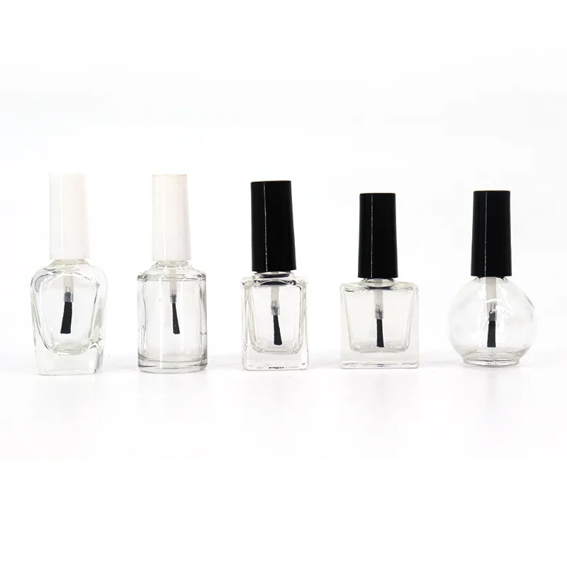 Wholesale Empty Clear Glass 10ml Nail Polish Bottle Black Frosted White 8ml Portable Small Brush Nail Polish Bottles Container