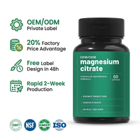 Capsules de citrate de magnésium à absorption élevée, biodisponibles, pour la récupération musculaire, la relaxation, le soutien du sommeil, végétaliennes, marque privée OEM/ODM