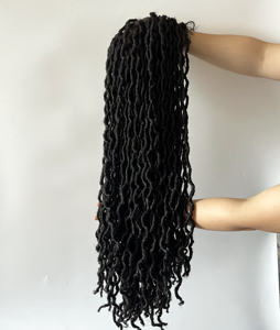 32 ''Long Goddess Faux Gypsy Locs Peluca prearrancada Pelucas trenzadas sin nudos de encaje doble completo con cabello de bebé - Product Image 2