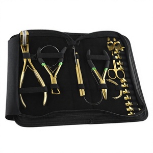 Best Sell <b>Tape</b> in Weft Pressing plier also Mini Thread cutting Scissor and Pulling Hook more Parting Finger tool kit for sale - Product Image 1