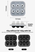 Machine à glaces manuelle populaire de qualité alimentaire à 6 cavités avec moule à glaçons en silicone réutilisable et durable et couvercle