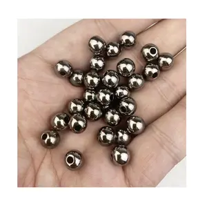 8-20mm Plated gold silver Grey Gunmetal color acrylic round bubblegum beads for jewelry making beaded pen keychain accessory