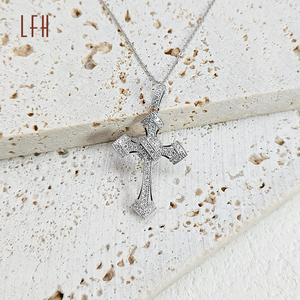 Colar pingente cruz dourada, joia dourada pingente cruz - Product Image 4