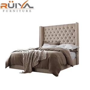 Gorgeous Hiện Đại Phong Cách Châu Âu Vải Cao Headboard Nữ Hoàng Kích Thước Giường Khung Và Nệm - Product Image 1