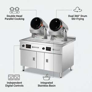 Máquina de Inducción Comercial de Doble Cabezal Tipo Gabinete para Saltear en Tambor, Ideal para Cocinas Nube, Restaurantes y Servicios de Catering - Product Image 3