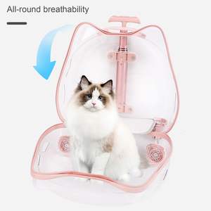 Sac de transport transparent pour animaux de compagnie avec roues, trolley pour chat à tige télescopique, sac de voyage respirant à roulettes pour les sorties en plein air - Product Image 2