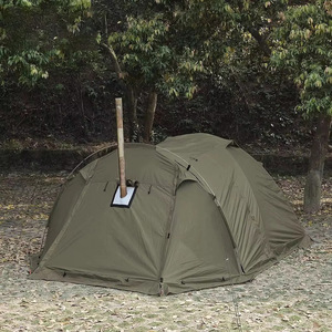 Tenda a Tunnel a Doppio Strato per Quattro Stagioni, Bivacco per Pesca alla Carpa con Canne Fumarie, Ignifuga, Impermeabile e Antivento per Campeggio - Product Image 5
