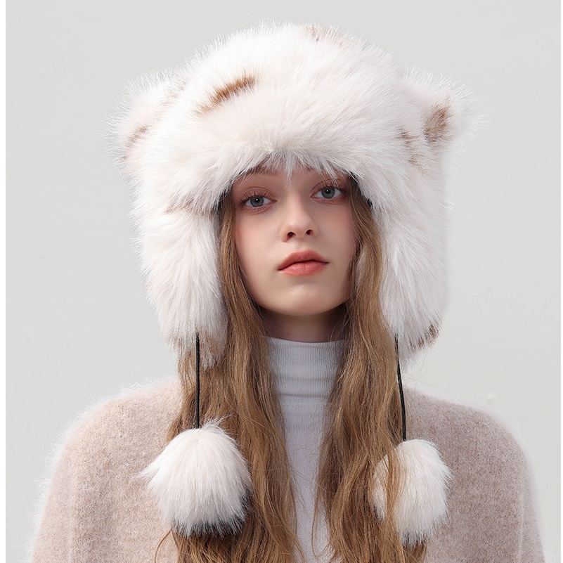 Women Ladies Cute Thick Fuzzy Fluffy Bear Ears Tail Faux Fur  display picture 3