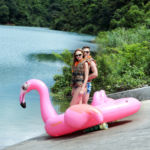 สีชมพู Inflatable Flamingo สระว่ายน้ำลอยที่ไม่ซ้ำกัน Inflatable น้ำปาร์ตี้ Flamingo Floating Raft - Product Image 4