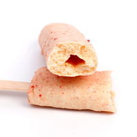Barres de crème glacée croustillantes halal, en forme de bâtonnets de céréales énergétiques, biscuits gaufrettes enrobés de chocolat blanc, biscuits sandwich à la fraise