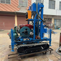 Plateforme de forage de puits d'eau portable à moteur diesel avec pompe et moteur, profondeur 200 m, pour l'approvisionnement en eau rural