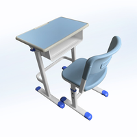 Meubles d'école OEM, table et pupitre de classe, usine chinoise, plateau en plastique, ensemble d'étude réglable en hauteur pour salle de classe