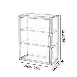 Display Case akrilik untuk koleksi <span class=keywords><strong>3</strong></span> tingkat Figure Display Case dengan <span class=keywords><strong>2</strong></span> piring bergerak Display bening Case untuk angka stiker - Product Image 6