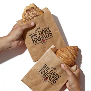 Bolsa <span class=keywords><strong>de</strong></span> Papel para Llevar Comida, Personalizada con Logotipo, Desechable, Hecha con Materiales Reciclados, para Papas Fritas, Hamburguesas, Comida Callejera, Bocadillos, Pan, Donas - Product Image 3