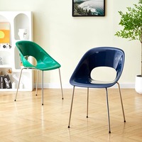 Chaise de salle à manger moderne et minimaliste avec dossier en plastique, ton crème, style mi-siècle, démontable, pour hôtels et salons de thé